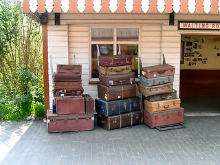 Image showing vintage trunks and suitcases