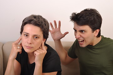 Image showing Brother yelling to sister