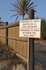 Image showing Forbidden to swim sign