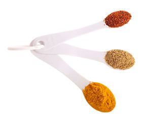 Image showing Indian spices in spoons