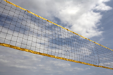 Image showing Looking up at volleyball net