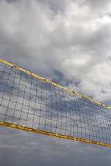 Image showing Looking up at volleyball net