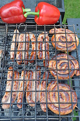 Image showing Sausages on Barbecue