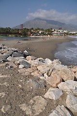 Image showing Puerto Banus beach and bridge