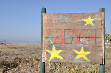 Image showing Beach sign