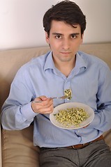 Image showing Man having lunch