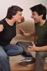 Image showing Woman and man yelling face to face