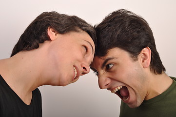 Image showing Woman and man yelling face to face