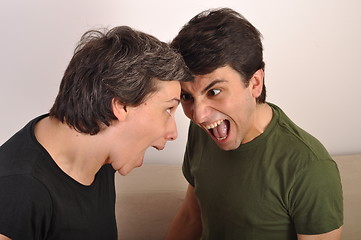 Image showing Woman and man yelling face to face