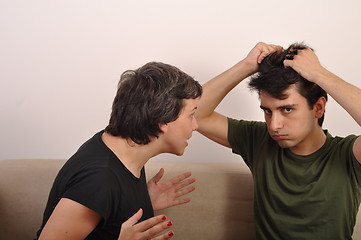 Image showing Sister and brother arguing