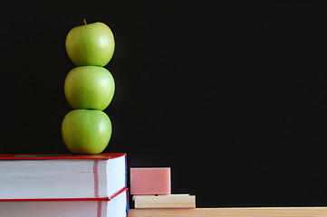 Image showing blank blackboard with apples