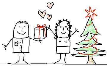 Image showing young couple with xmas tree