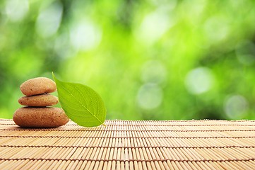 Image showing zen stone with leaf