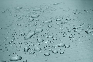 Image showing water drops on metal surface