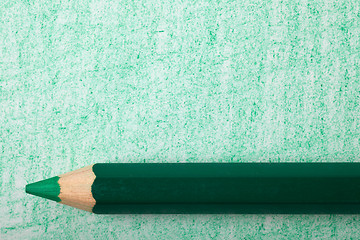 Image showing Green color pencil with coloring