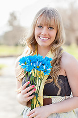 Image showing Beautiful Caucasian woman outdoor