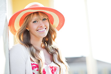 Image showing Beautiful Caucasian woman outdoor