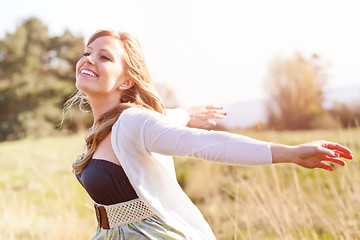 Image showing Beautiful Caucasian woman outdoor