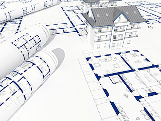 Image showing blue print and house