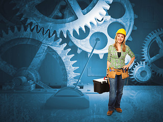 Image showing vintage gear and worker