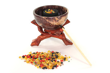 Image showing colorful frankincense with incense censer