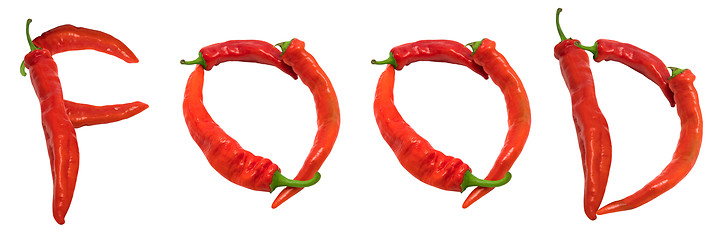 Image showing FOOD text composed of chili peppers