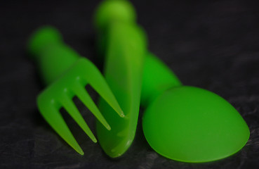 Image showing Green Cutlery