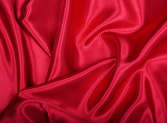 Image showing Smooth elegant red silk as background 