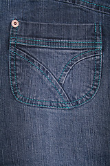 Image showing Blue jeans fabric with pocket as background 