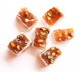 Image showing Sweet turkish delights on white background