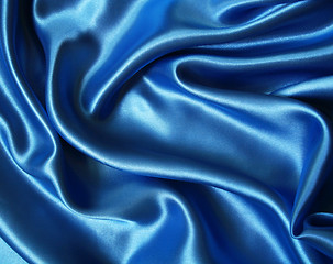 Image showing Smooth elegant blue silk 