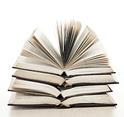 Image showing Stack of open books