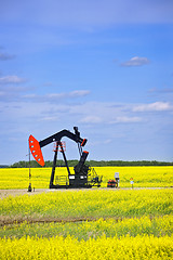 Image showing Nodding oil pump in prairies