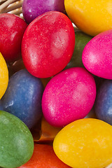 Image showing colorful easter eggs in basket