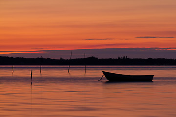 Image showing Sunset boat