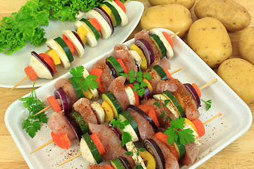 Image showing Grill skewer preparation