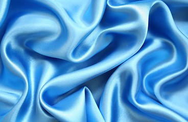 Image showing Smooth elegant blue silk as background