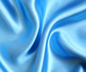 Image showing Smooth elegant blue silk as background 