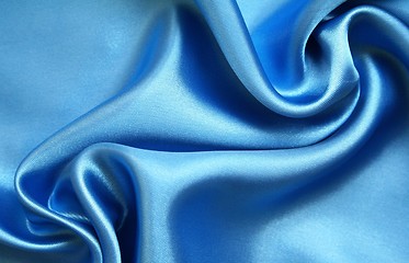 Image showing Smooth elegant blue silk as background