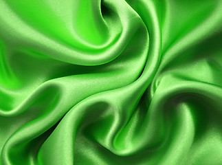 Image showing Smooth elegant green silk as background