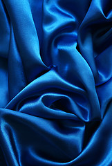 Image showing Smooth elegant dark blue silk 