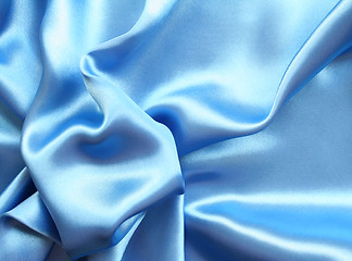 Image showing Smooth elegant blue silk as background