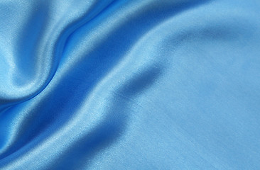 Image showing Smooth elegant blue silk as background