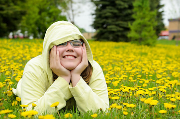 Image showing Field of Dandelions Portrait