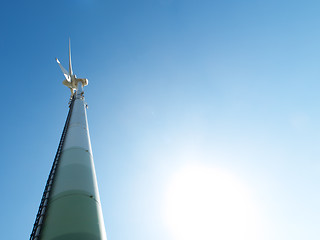 Image showing Wind turbine and sun