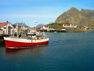 Image showing Norwegian boat in lofoten island