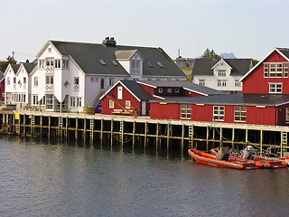 Image showing Norwegian style house in lofoten island