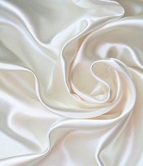 Image showing Smooth elegant white silk as wedding background 