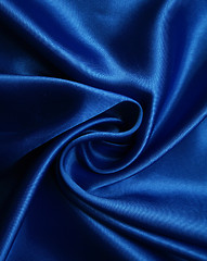 Image showing Smooth elegant dark blue silk as background 