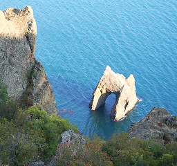 Image showing Ukraine. Crimea. Famous Golden Gate rock in Karadag park  